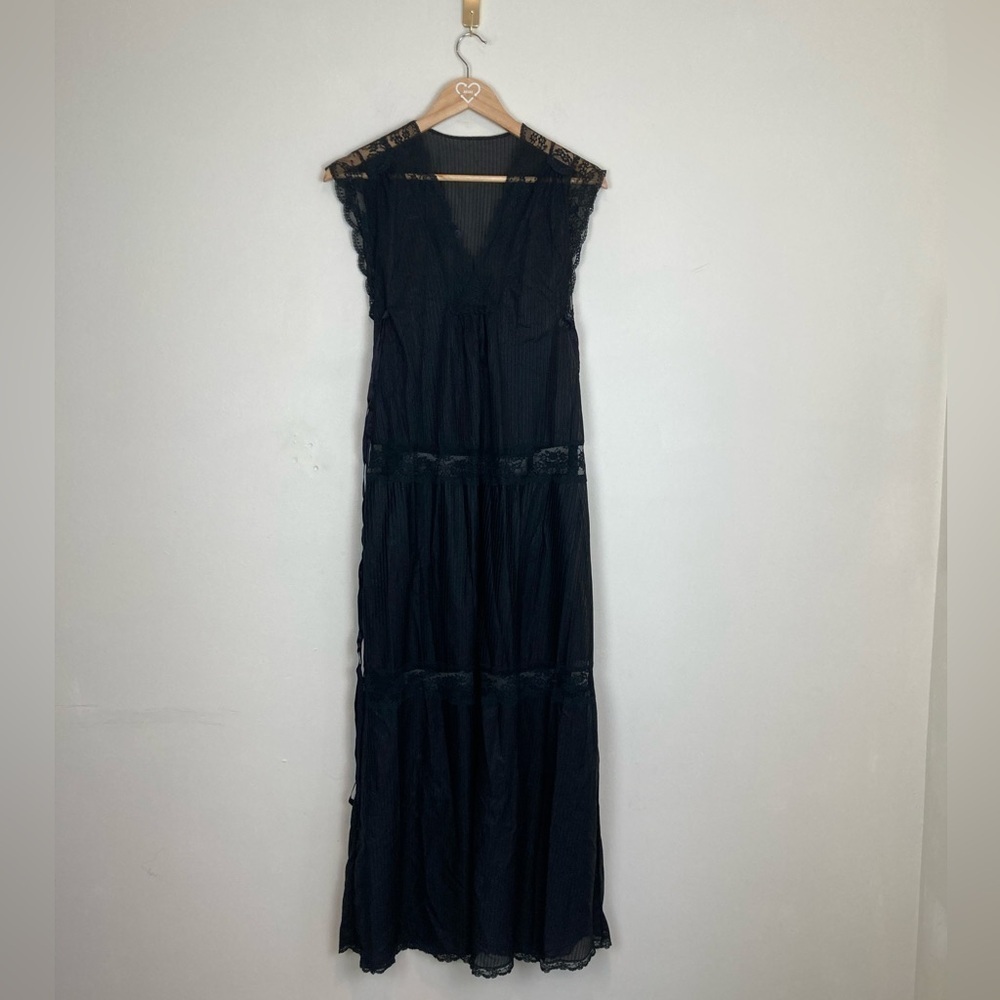 Vintage Tom Bezduda for Barad & Co black semi sheer nightgown.size small